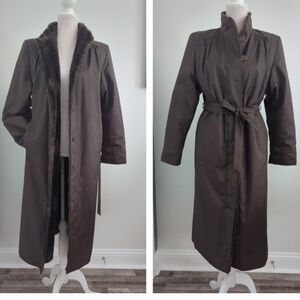 Ralph Luigi Pennel & Filipo Waterproof Trench Coat Faux Fur Lined sz Medium VTG